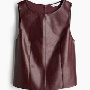 H&M Burgundy Leather Sleeveless Top